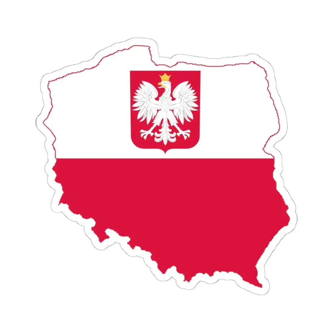 Flag-map of Poland state (Poland) STICKER Vinyl Kiss-Cut Decal 6 Inch White - The Sticker Space