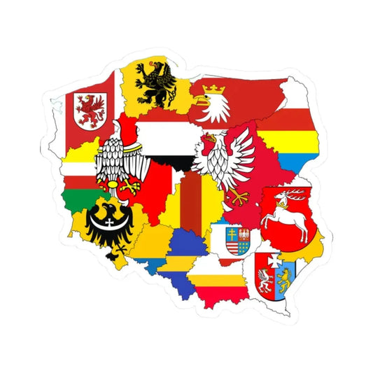 Flag-map of Poland subdivisions (Poland) STICKER Vinyl Kiss-Cut Decal 2 Inch White - The Sticker Space