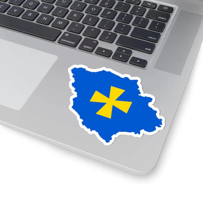 Flag-map of Poltava Oblast (Ukraine) STICKER Vinyl Kiss-Cut Decal - The Sticker Space
