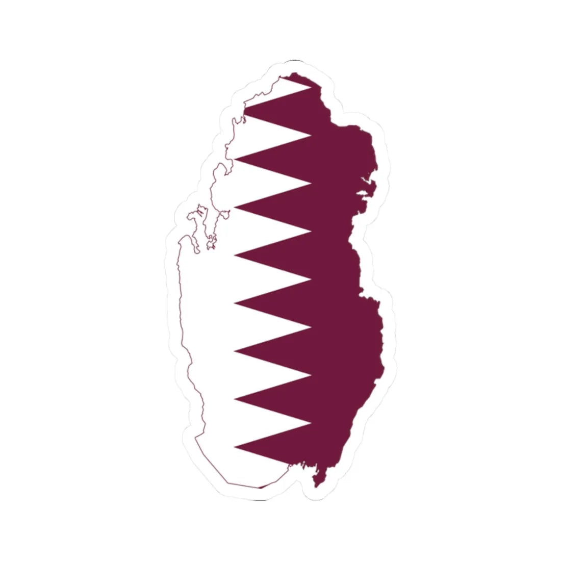 Flag-map of Qatar (Qatar) STICKER Vinyl Kiss-Cut Decal 2 Inch White - The Sticker Space