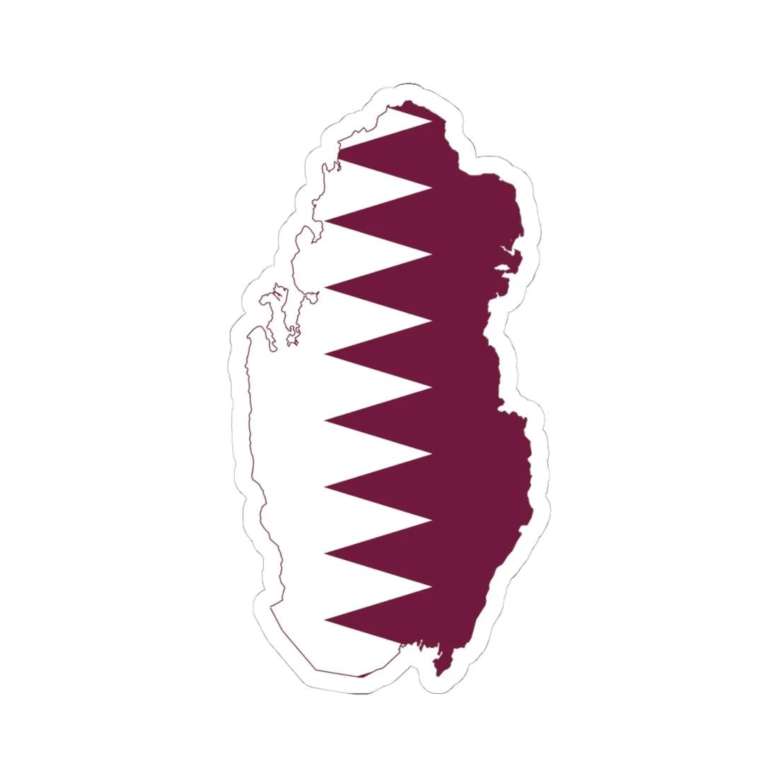 Flag-map of Qatar (Qatar) STICKER Vinyl Kiss-Cut Decal 4 Inch White - The Sticker Space