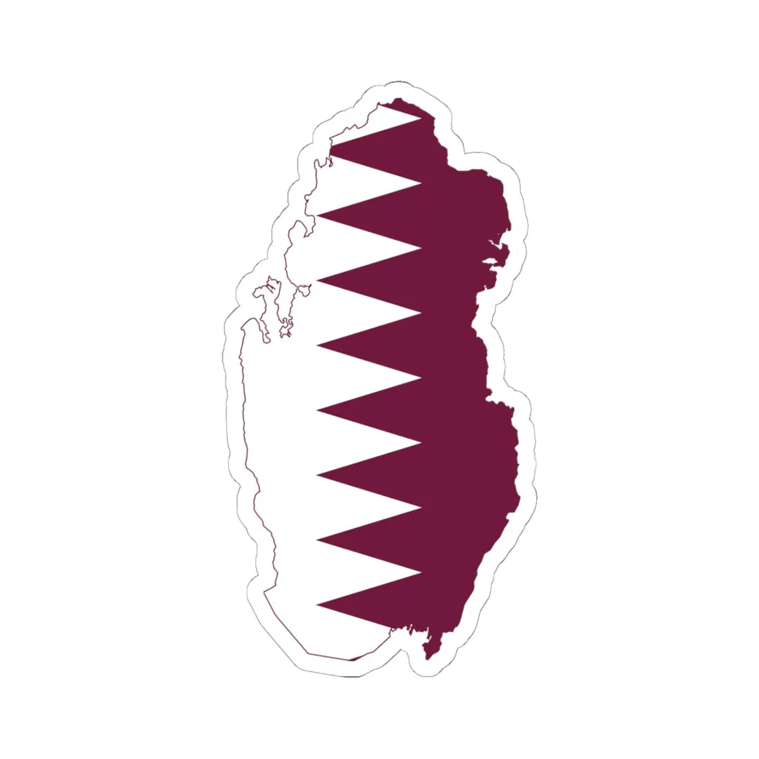 Flag-map of Qatar (Qatar) STICKER Vinyl Kiss-Cut Decal 6 Inch White - The Sticker Space