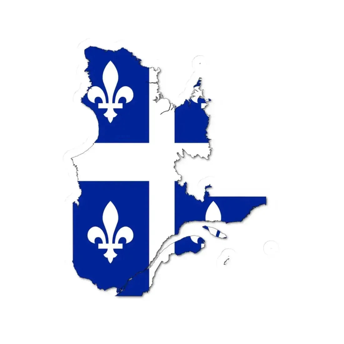 Flag-map of Quebec - original (Canada) STICKER Vinyl Kiss-Cut Decal 4 Inch White - The Sticker Space