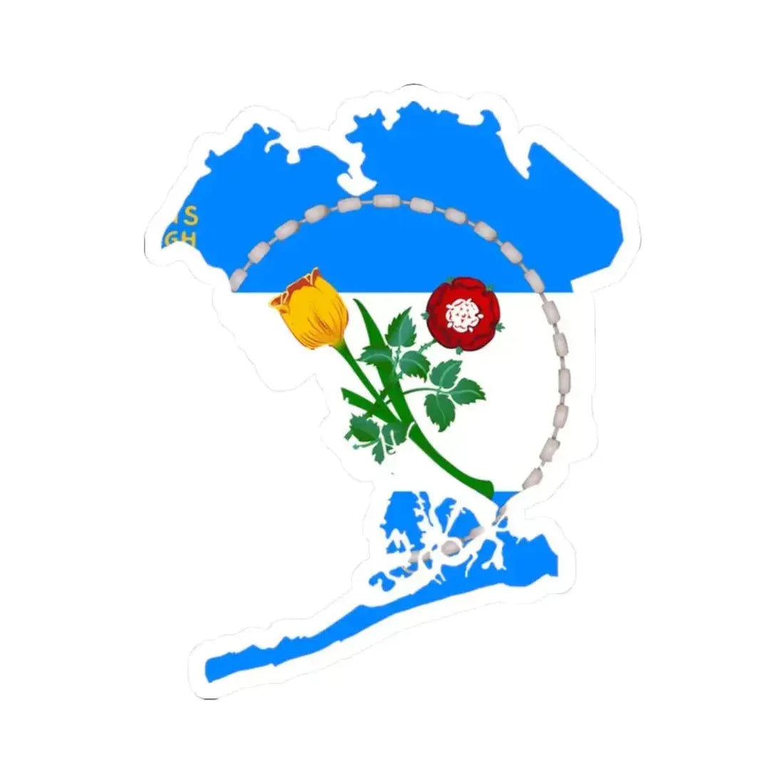 Flag-map of Queens County New York (United States) STICKER Vinyl Kiss-Cut Decal 2 Inch White - The Sticker Space