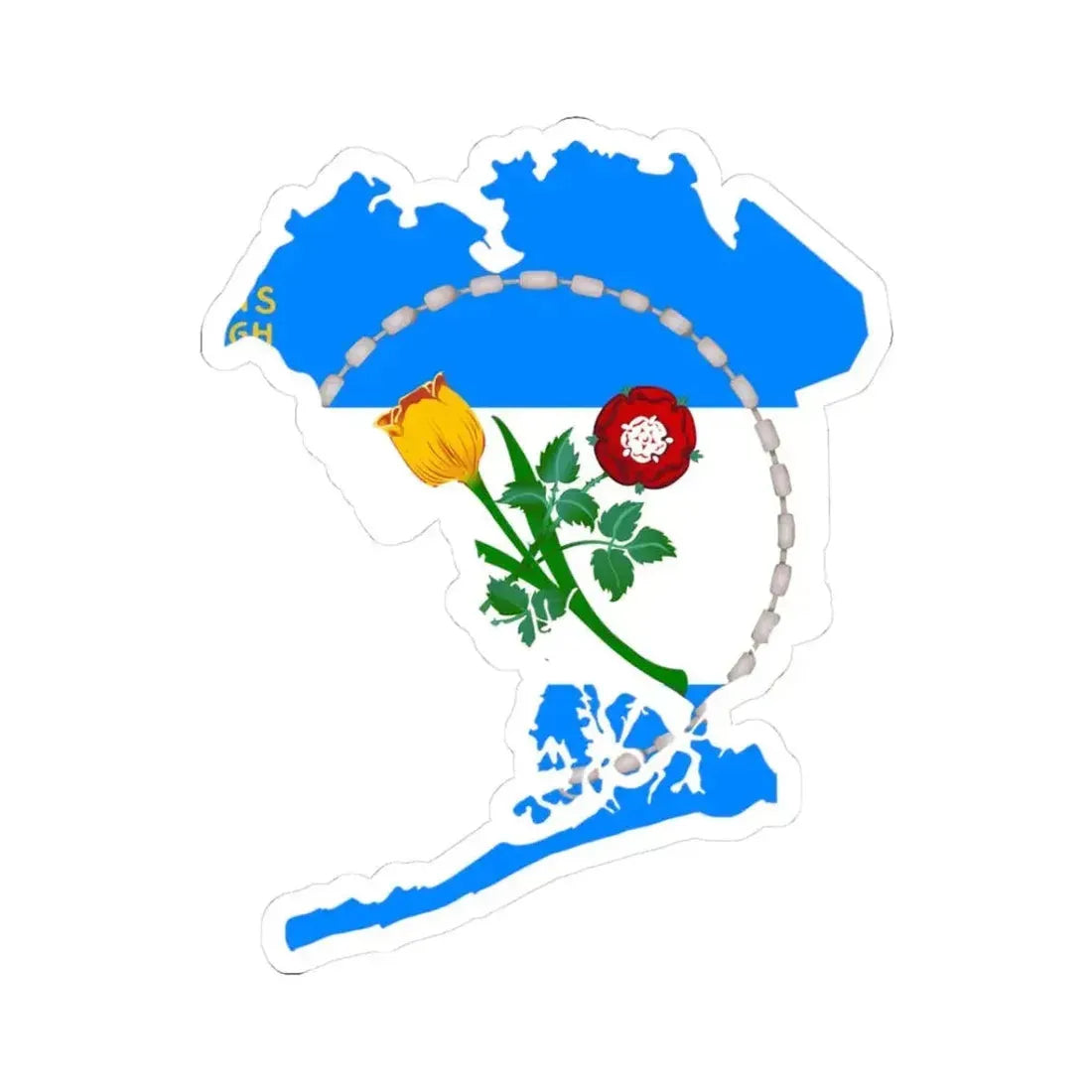 Flag-map of Queens County New York (United States) STICKER Vinyl Kiss-Cut Decal 3 Inch White - The Sticker Space