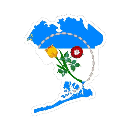 Flag-map of Queens County New York (United States) STICKER Vinyl Kiss-Cut Decal 4 Inch White - The Sticker Space