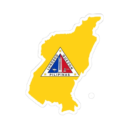 Flag map of Quezon City (Philippines) STICKER Vinyl Kiss-Cut Decal 4 Inch White - The Sticker Space