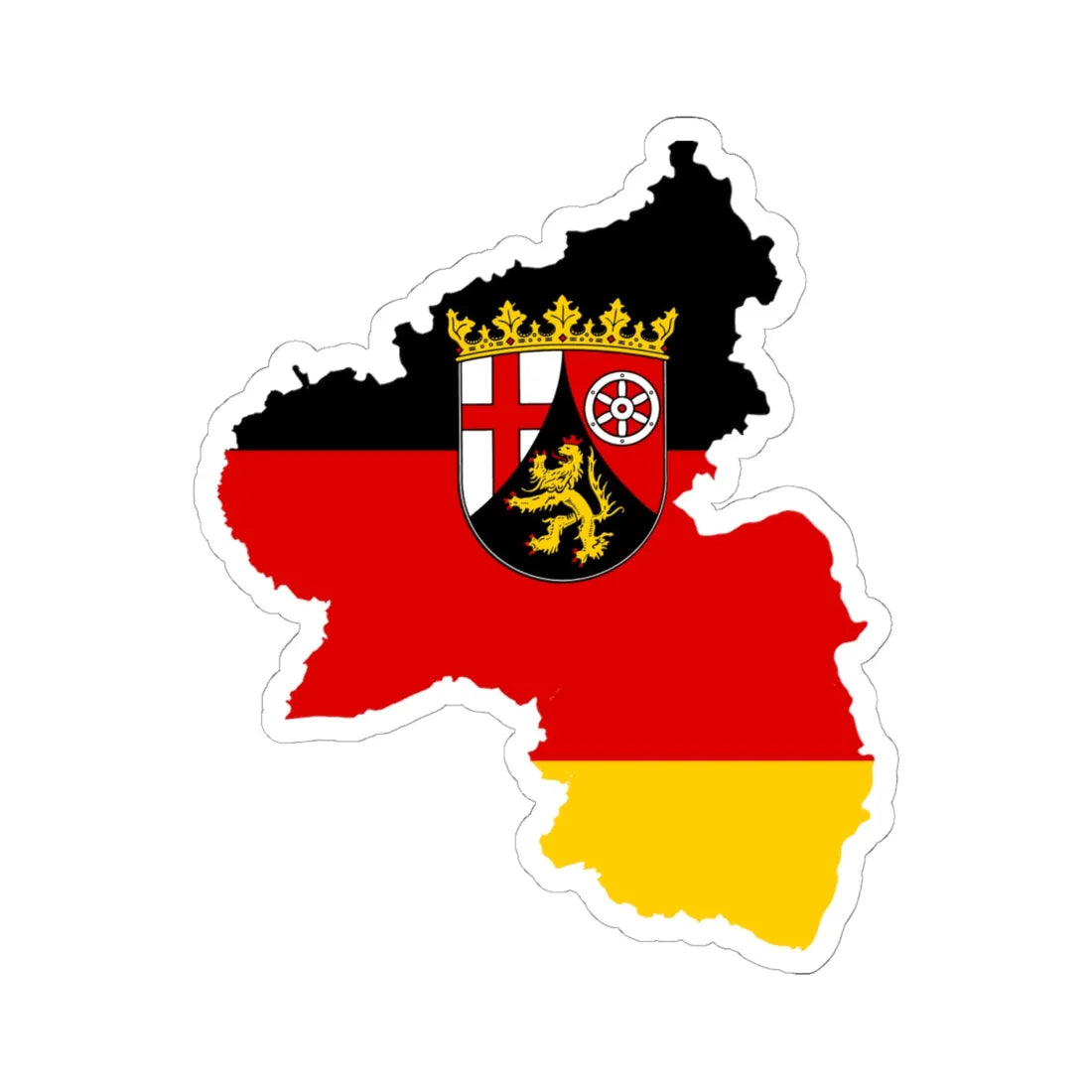 Flag map of Rhineland-Palatinate (Germany) STICKER Vinyl Kiss-Cut Decal 6 Inch White - The Sticker Space