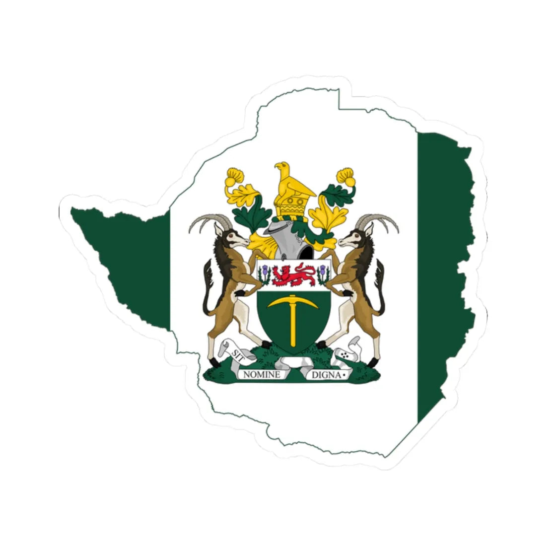 Flag map of Rhodesia 1968-1979 STICKER Vinyl Kiss-Cut Decal 2 Inch White - The Sticker Space