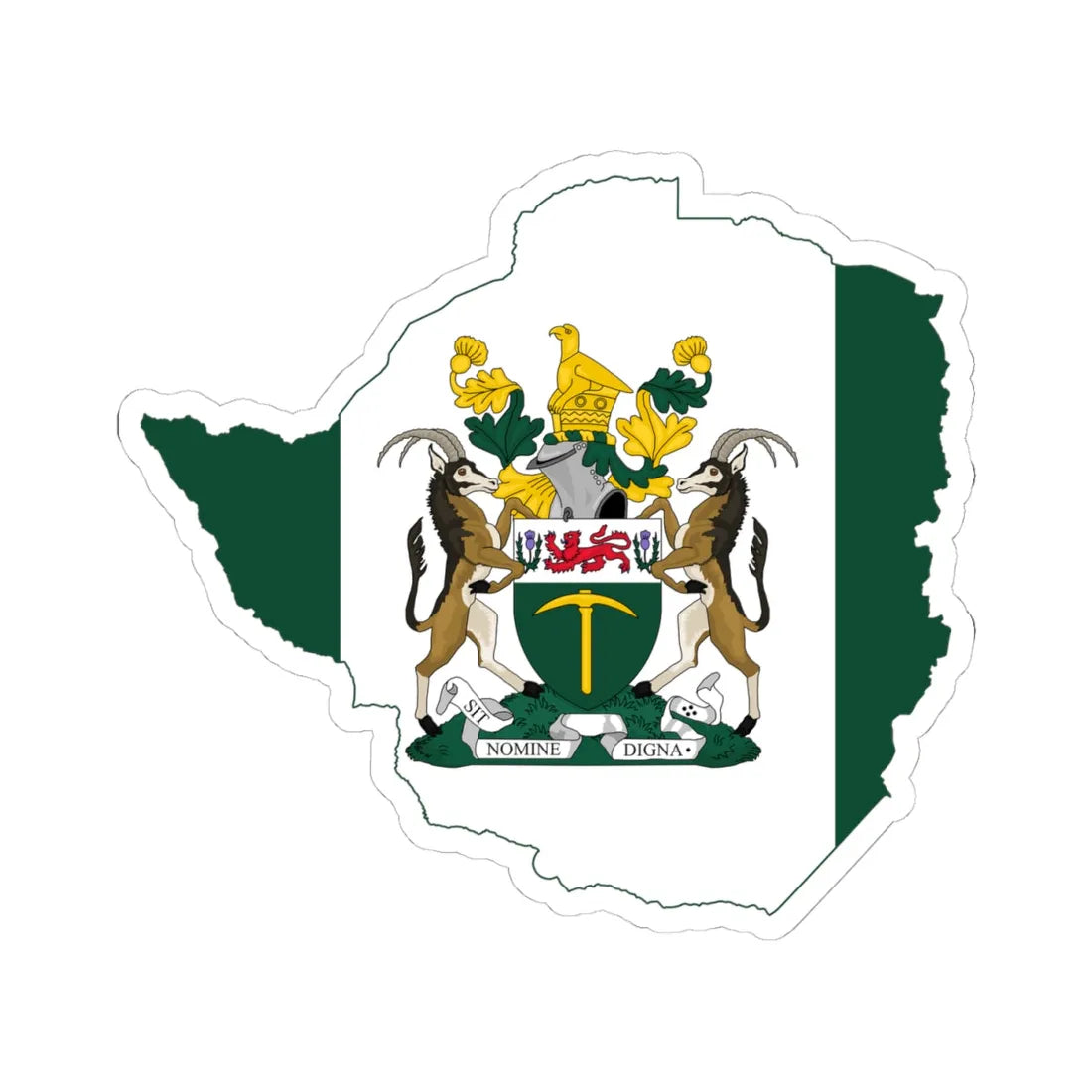 Flag map of Rhodesia 1968-1979 STICKER Vinyl Kiss-Cut Decal 4 Inch White - The Sticker Space