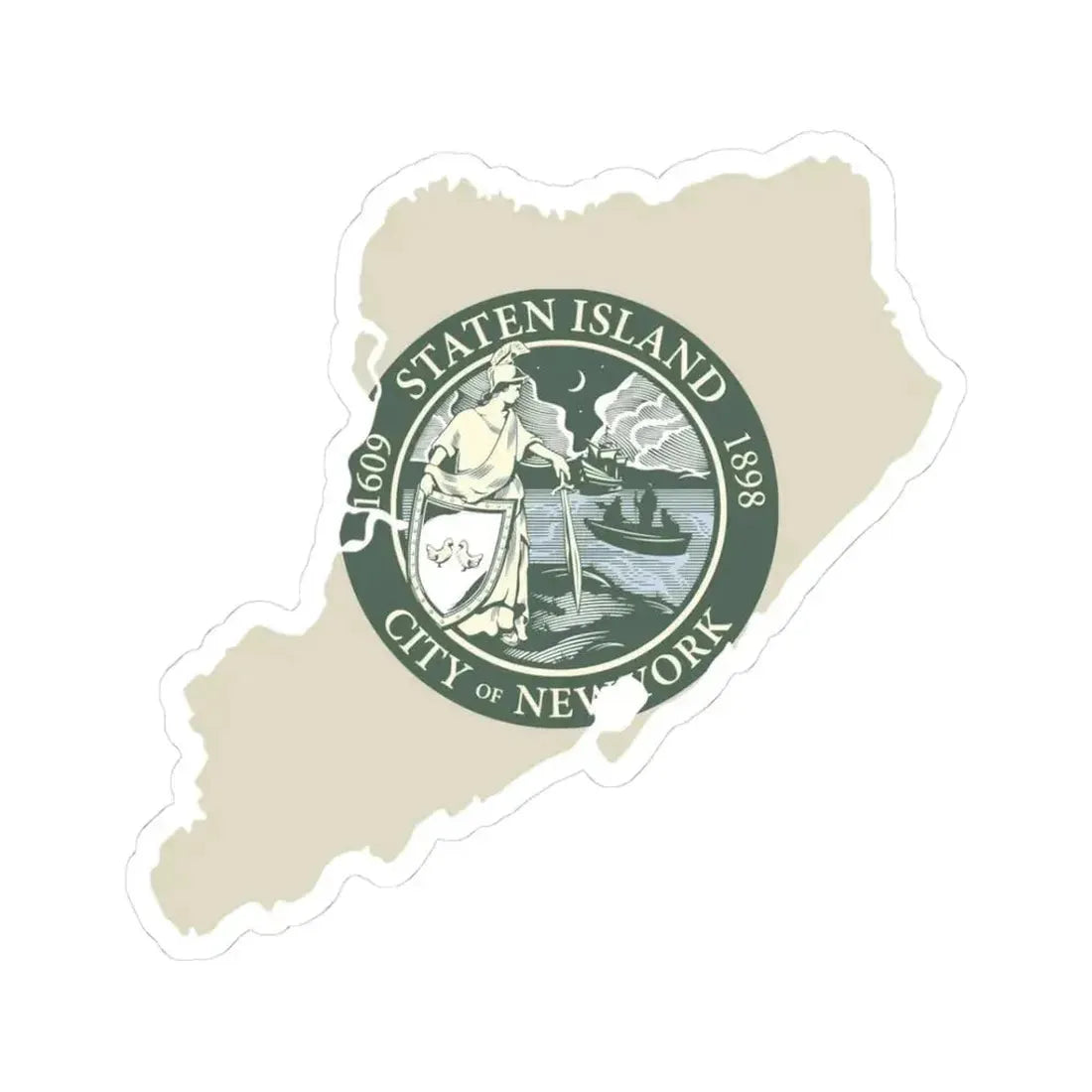 Flag-map of Richmond County New York (United States) STICKER Vinyl Kiss-Cut Decal 3 Inch White - The Sticker Space