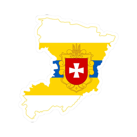 Flag-map of Rivne Oblast (Ukraine) STICKER Vinyl Kiss-Cut Decal 2 Inch White - The Sticker Space