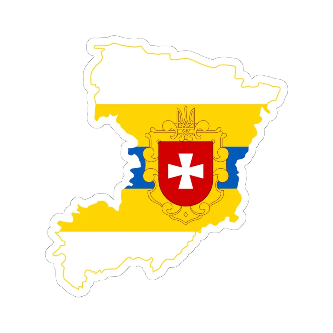 Flag-map of Rivne Oblast (Ukraine) STICKER Vinyl Kiss-Cut Decal 6 Inch White - The Sticker Space