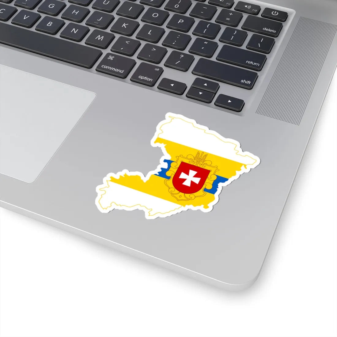Flag-map of Rivne Oblast (Ukraine) STICKER Vinyl Kiss-Cut Decal - The Sticker Space