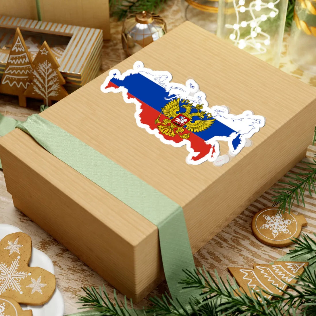 Flag map of Russia with coat of arms 2014-2022 (Russia) STICKER Vinyl Kiss-Cut Decal - The Sticker Space