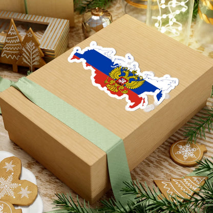 Flag map of Russia with coat of arms 2014-2022 (Russia) STICKER Vinyl Kiss-Cut Decal - The Sticker Space