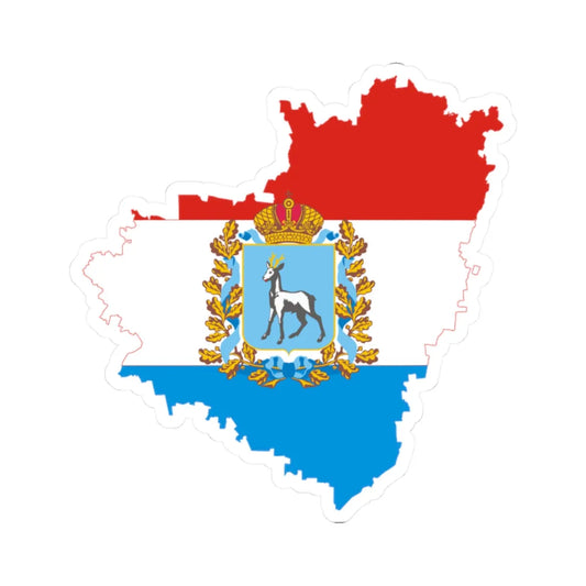 Flag-map of Samara Oblast (Russia) STICKER Vinyl Kiss-Cut Decal 2 Inch White - The Sticker Space