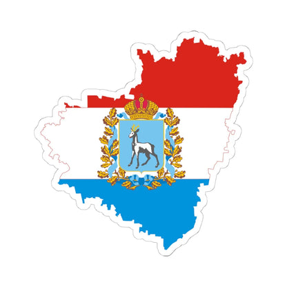 Flag-map of Samara Oblast (Russia) STICKER Vinyl Kiss-Cut Decal 6 Inch White - The Sticker Space