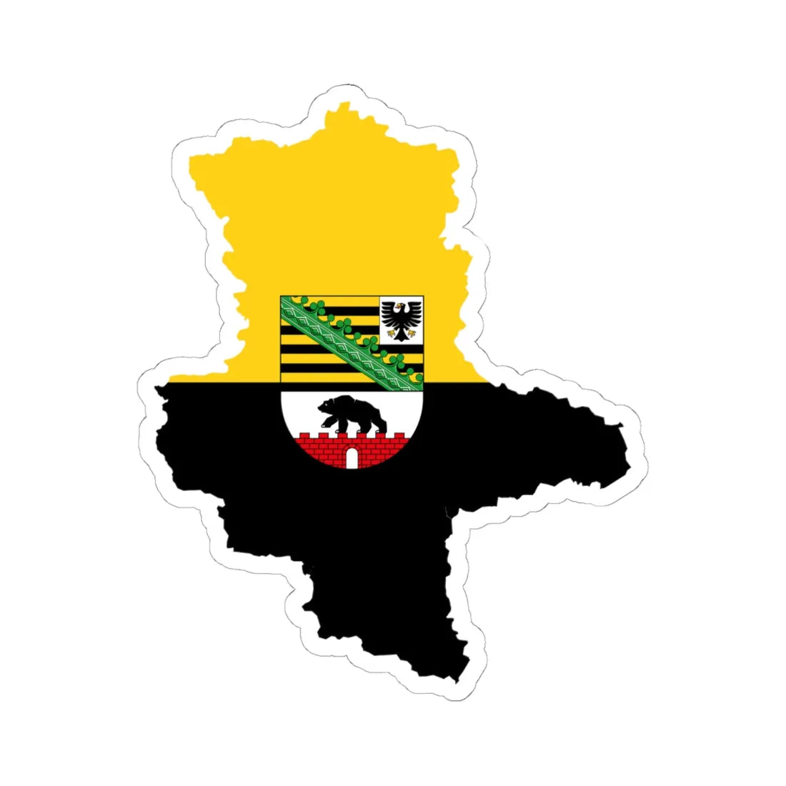 Flag map of Saxony-Anhalt (Germany) STICKER Vinyl Kiss-Cut Decal 6 Inch White - The Sticker Space