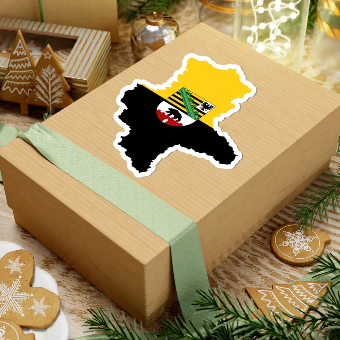 Flag map of Saxony-Anhalt (Germany) STICKER Vinyl Kiss-Cut Decal - The Sticker Space