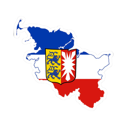 Flag map of Schleswig-Holstein (Germany) STICKER Vinyl Kiss-Cut Decal 2 Inch White - The Sticker Space