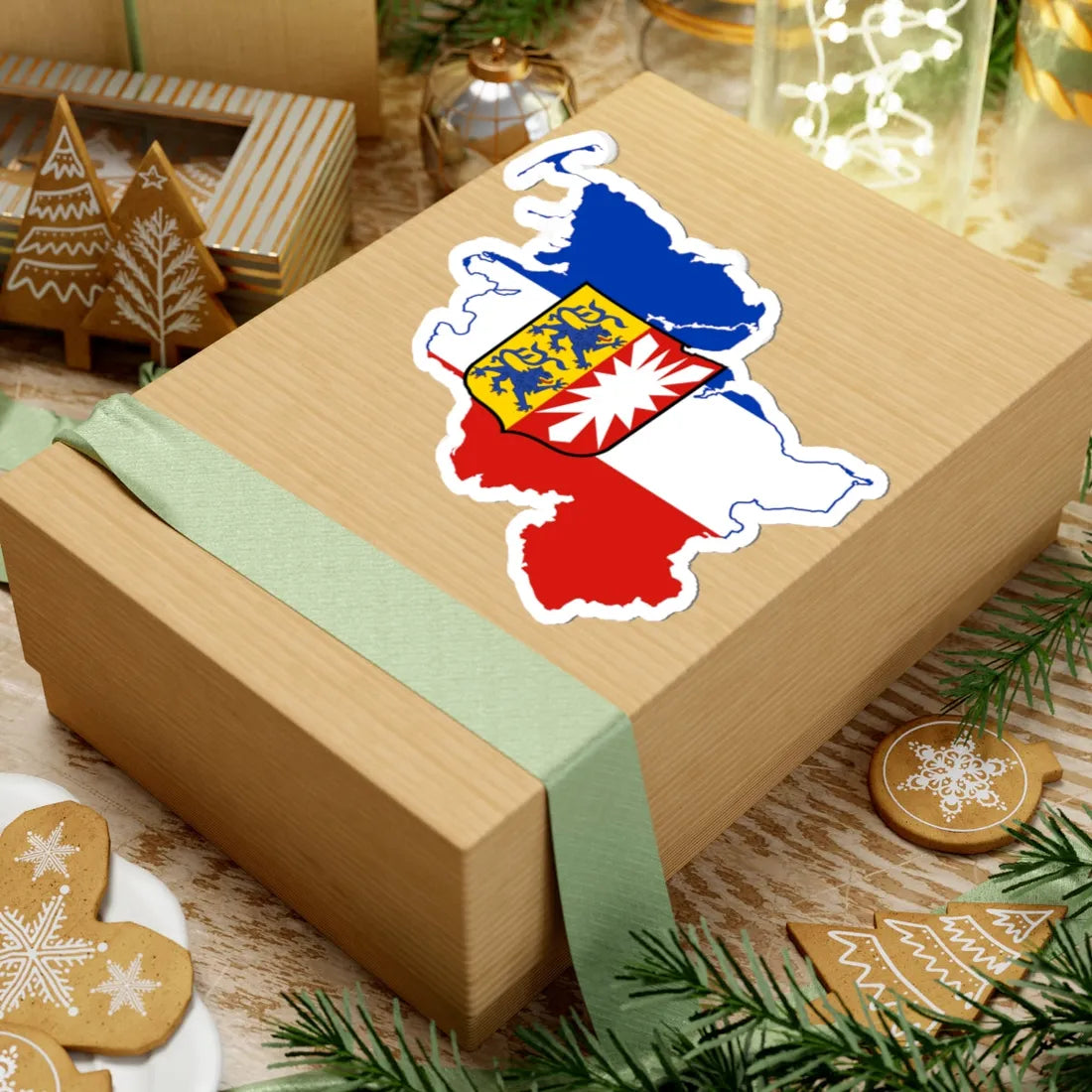 Flag map of Schleswig-Holstein (Germany) STICKER Vinyl Kiss-Cut Decal - The Sticker Space