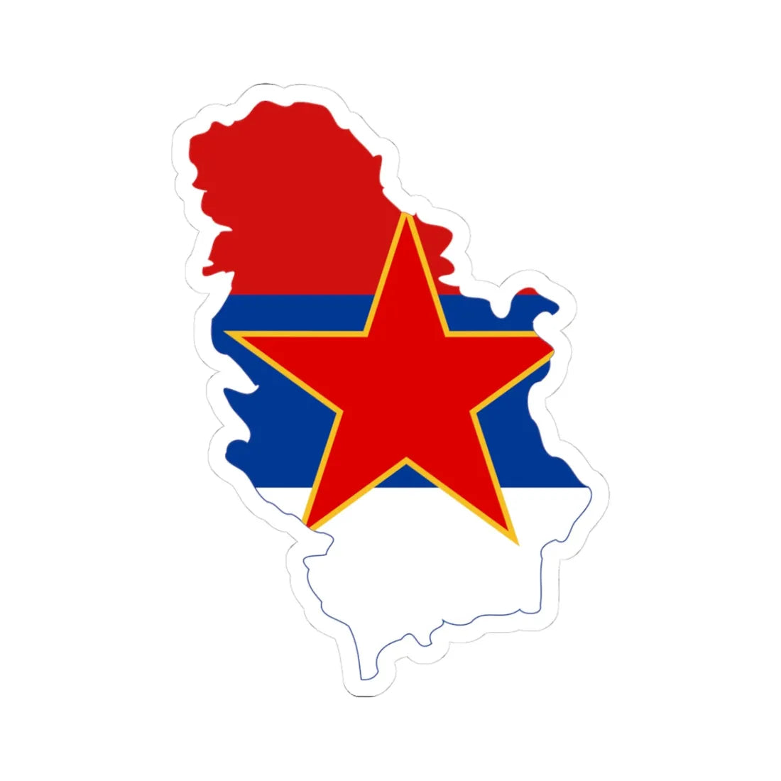 Flag map of Serbia 1947-1992 (Serbia) STICKER Vinyl Kiss-Cut Decal 3 Inch White - The Sticker Space