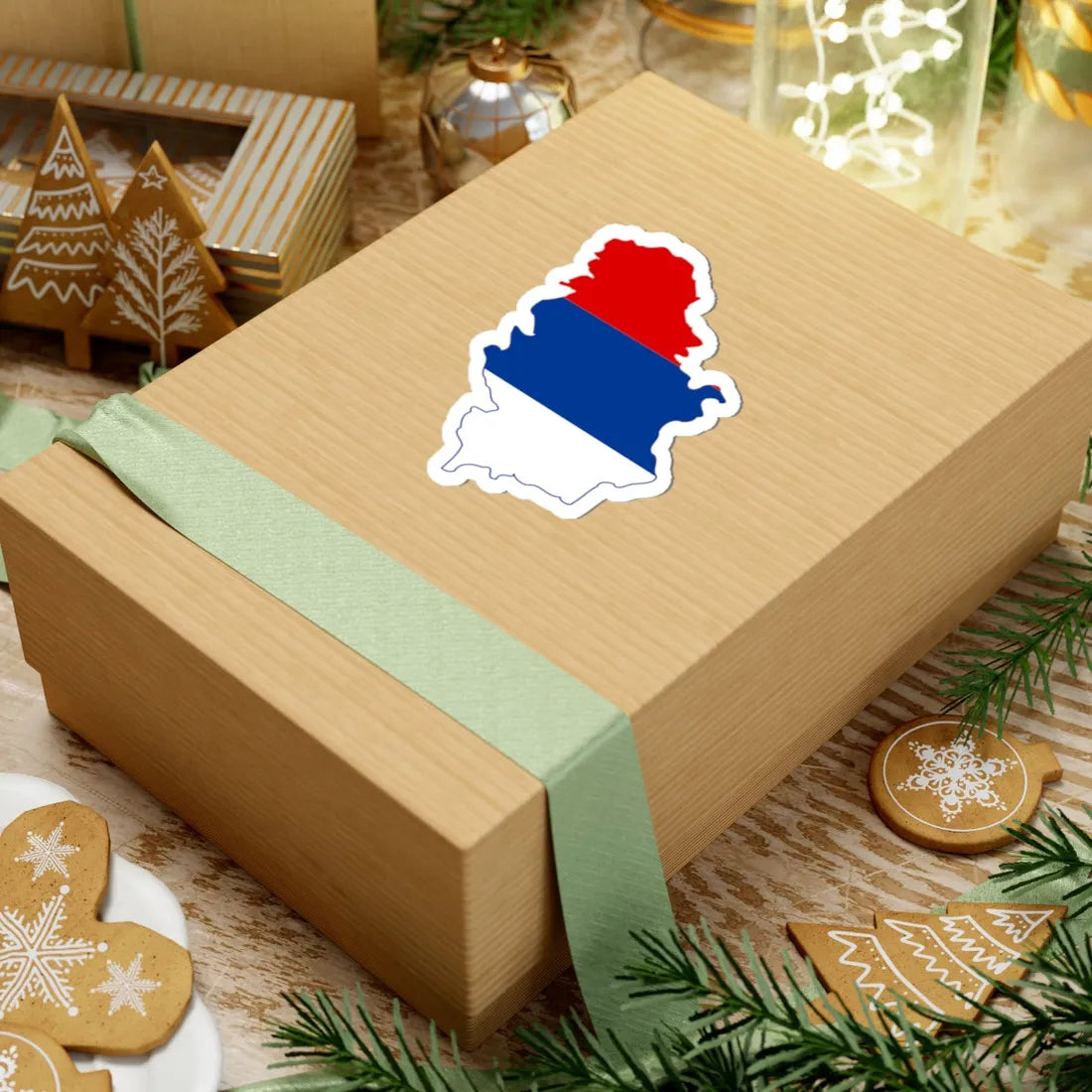 Flag map of Serbia 1992-2004 (Serbia) STICKER Vinyl Kiss-Cut Decal - The Sticker Space