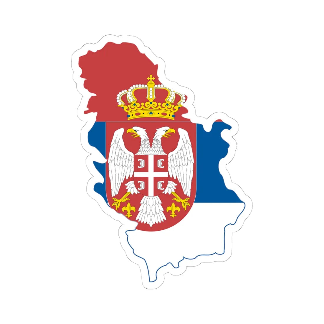 Flag map of Serbia 2004-2010 with Kosovo (Serbia) STICKER Vinyl Kiss-Cut Decal 4 Inch White - The Sticker Space