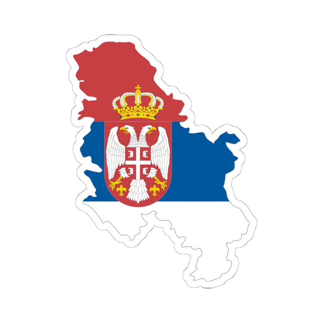 Flag map of Serbia 2004-2010 without Kosovo (Serbia) STICKER Vinyl Kiss-Cut Decal 6 Inch White - The Sticker Space