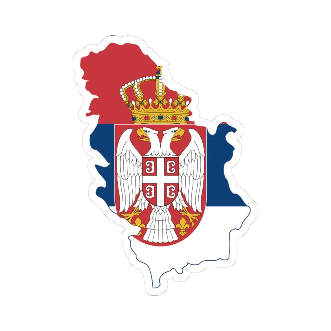 Flag map of Serbia with Kosovo (Serbia) STICKER Vinyl Kiss-Cut Decal 3 Inch White - The Sticker Space