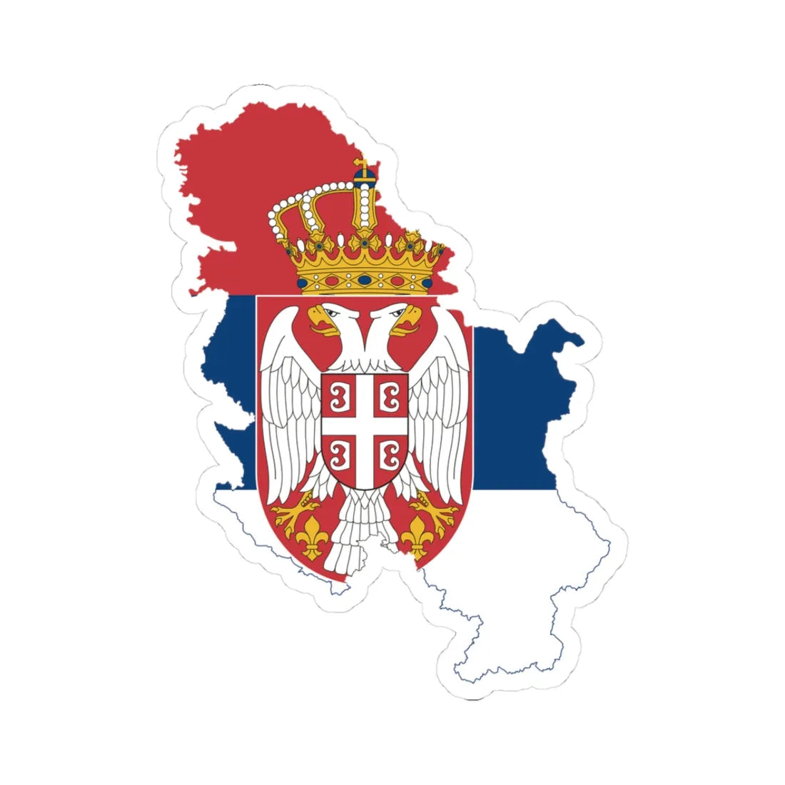 Flag map of Serbia without Kosovo (Serbia) STICKER Vinyl Kiss-Cut Decal 3 Inch White - The Sticker Space