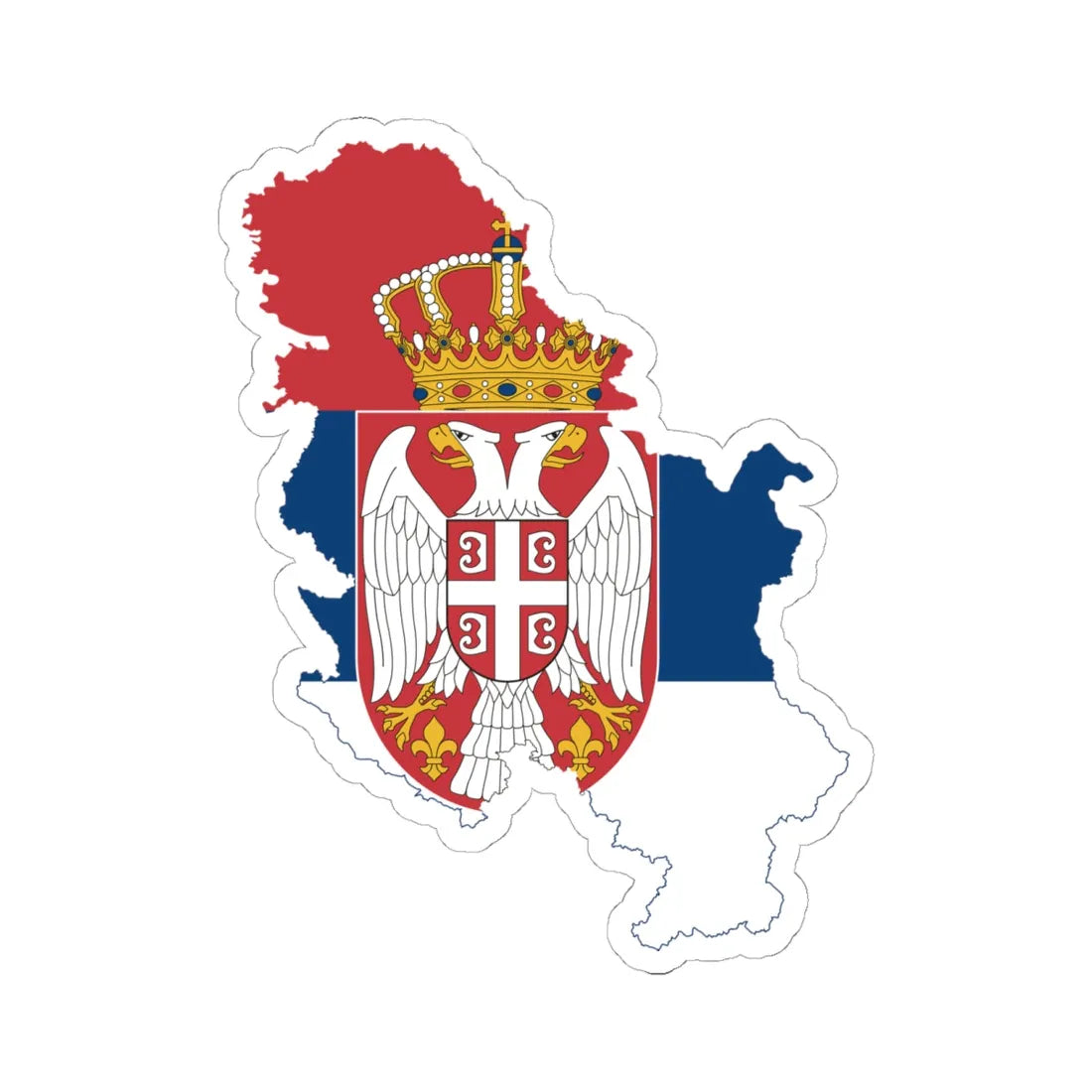 Flag map of Serbia without Kosovo (Serbia) STICKER Vinyl Kiss-Cut Decal 6 Inch White - The Sticker Space