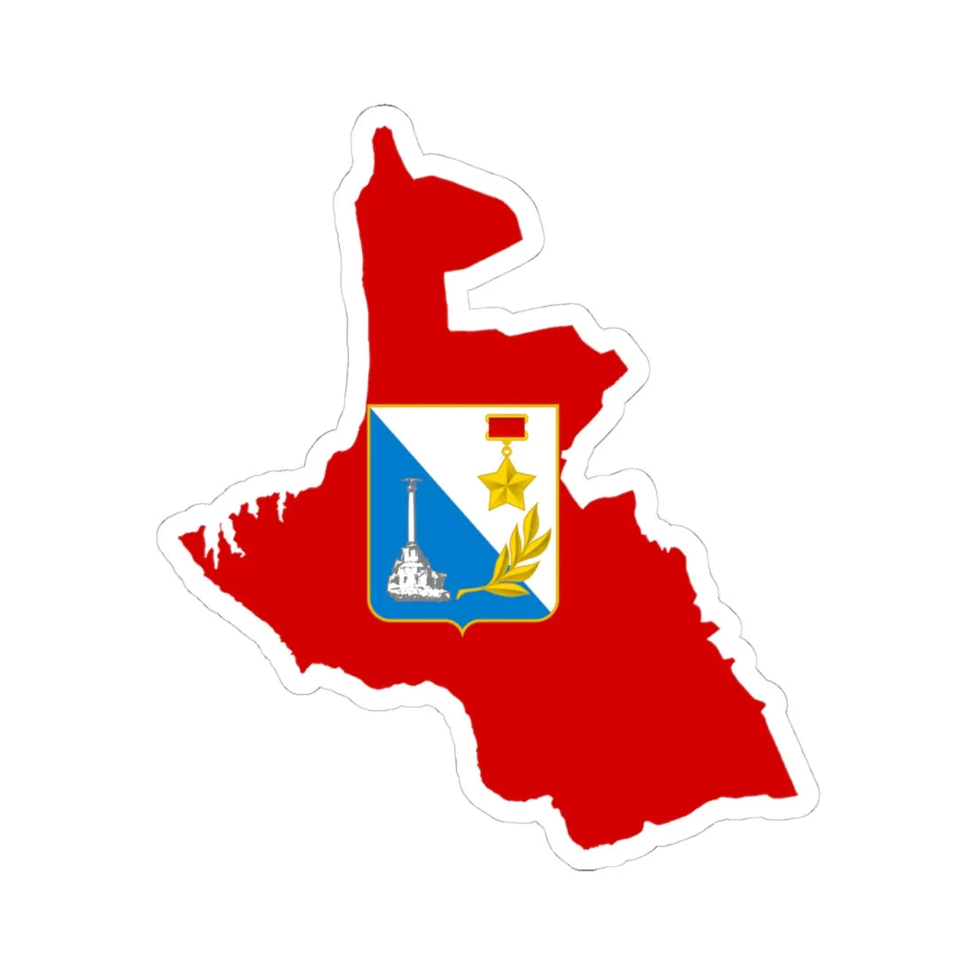 Flag-map of Sevastopol (Russia) STICKER Vinyl Kiss-Cut Decal 4 Inch White - The Sticker Space