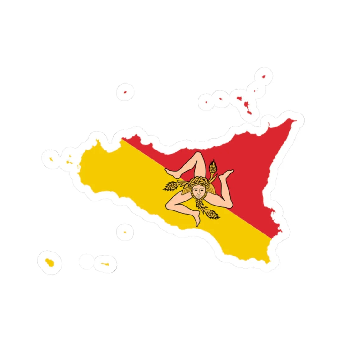 Flag-map of Sicily (Italy) STICKER Vinyl Kiss-Cut Decal 2 Inch White - The Sticker Space
