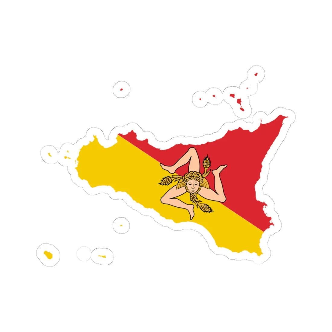 Flag-map of Sicily (Italy) STICKER Vinyl Kiss-Cut Decal 4 Inch White - The Sticker Space