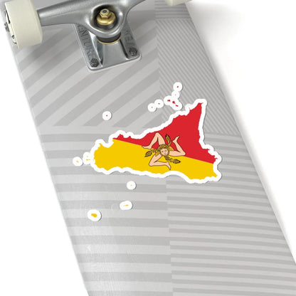 Flag-map of Sicily (Italy) STICKER Vinyl Kiss-Cut Decal - The Sticker Space