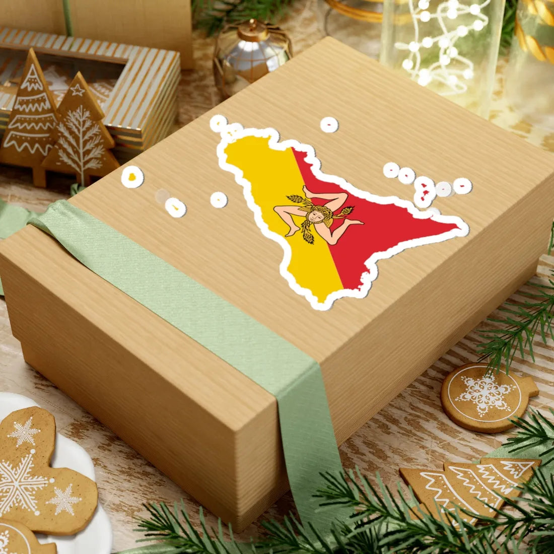 Flag-map of Sicily (Italy) STICKER Vinyl Kiss-Cut Decal - The Sticker Space