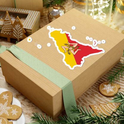 Flag-map of Sicily (Italy) STICKER Vinyl Kiss-Cut Decal - The Sticker Space