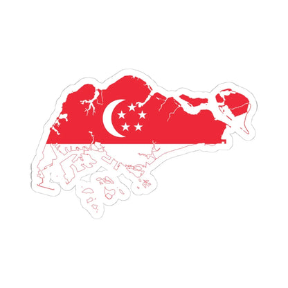 Flag map of Singapore (Singapore) STICKER Vinyl Kiss-Cut Decal 4 Inch White - The Sticker Space