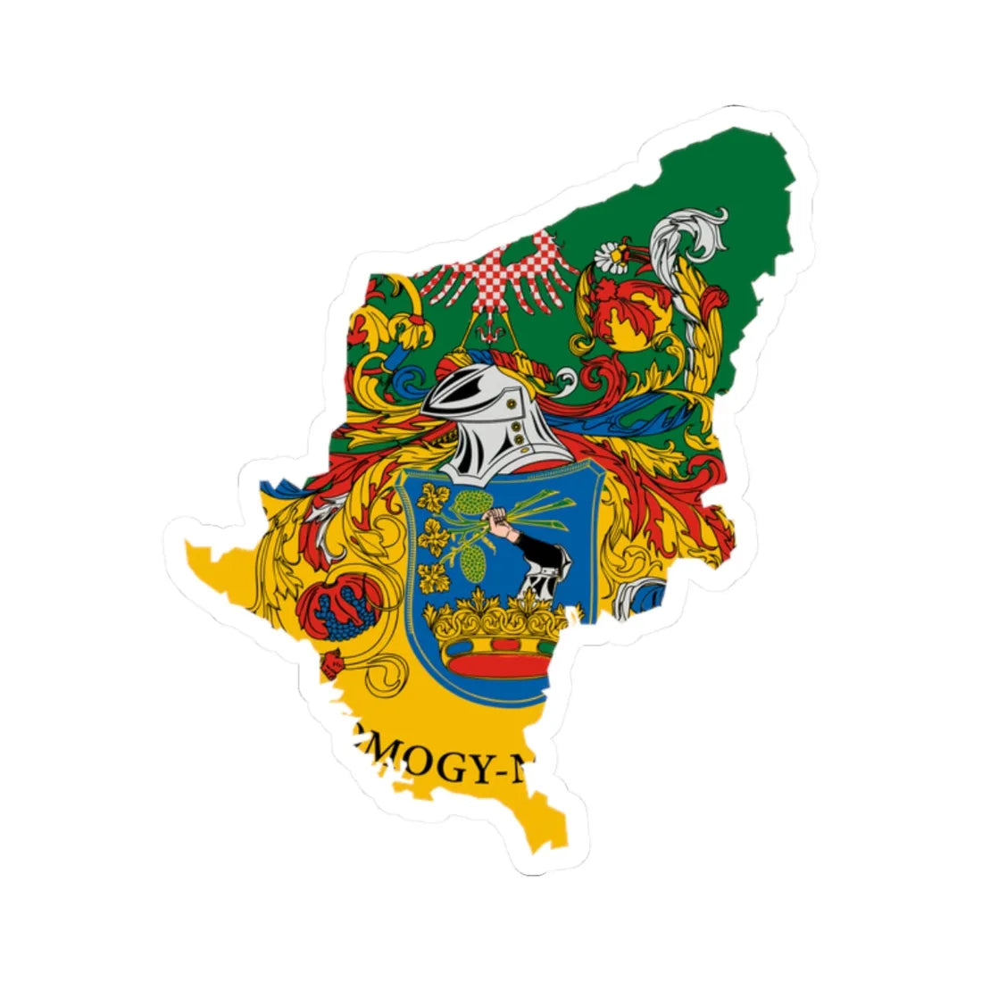 Flag-map of Somogy County (Hungary) STICKER Vinyl Kiss-Cut Decal 2 Inch White - The Sticker Space