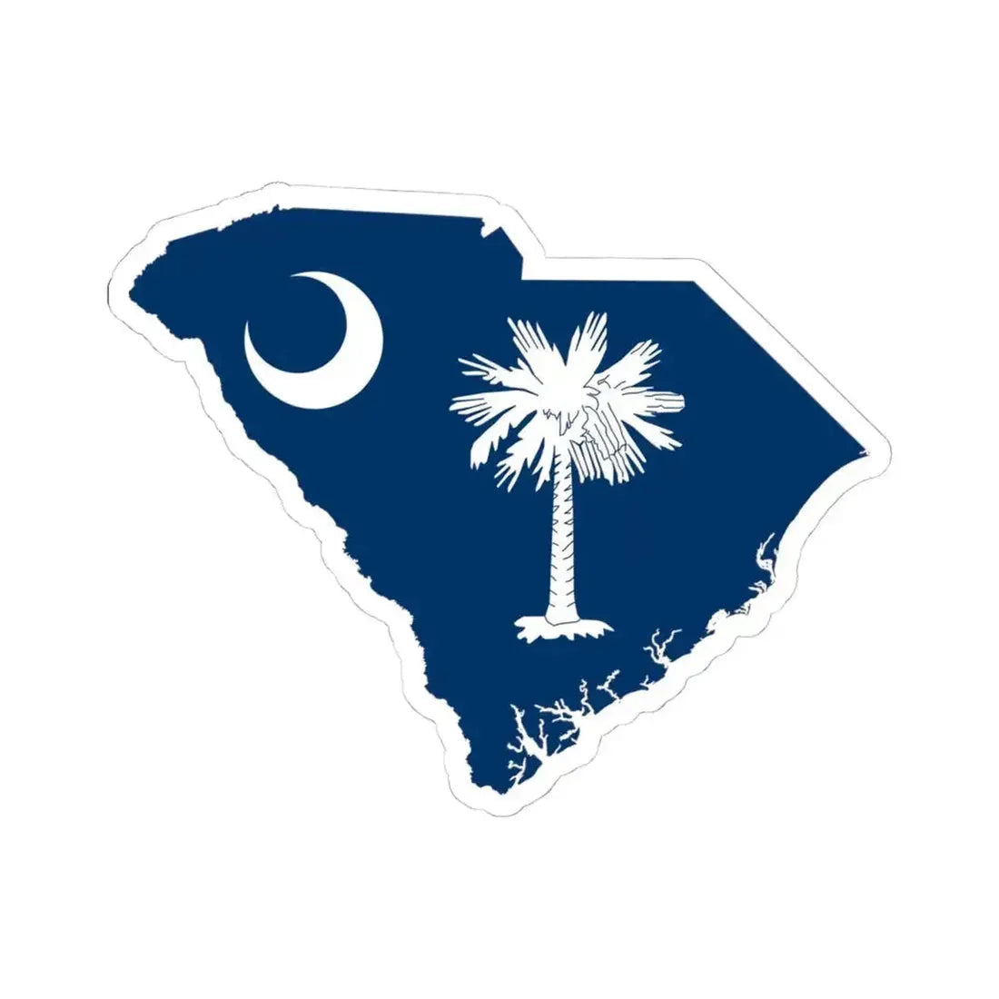 Flag-map of South Carolina (United States) STICKER Vinyl Kiss-Cut Decal 4 Inch White - The Sticker Space