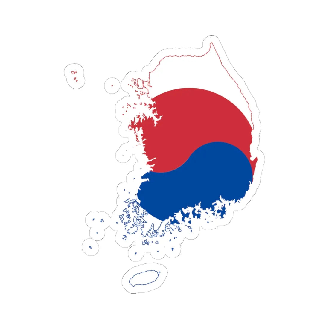 Flag-map of South Korea (Korea) STICKER Vinyl Kiss-Cut Decal 4 Inch White - The Sticker Space