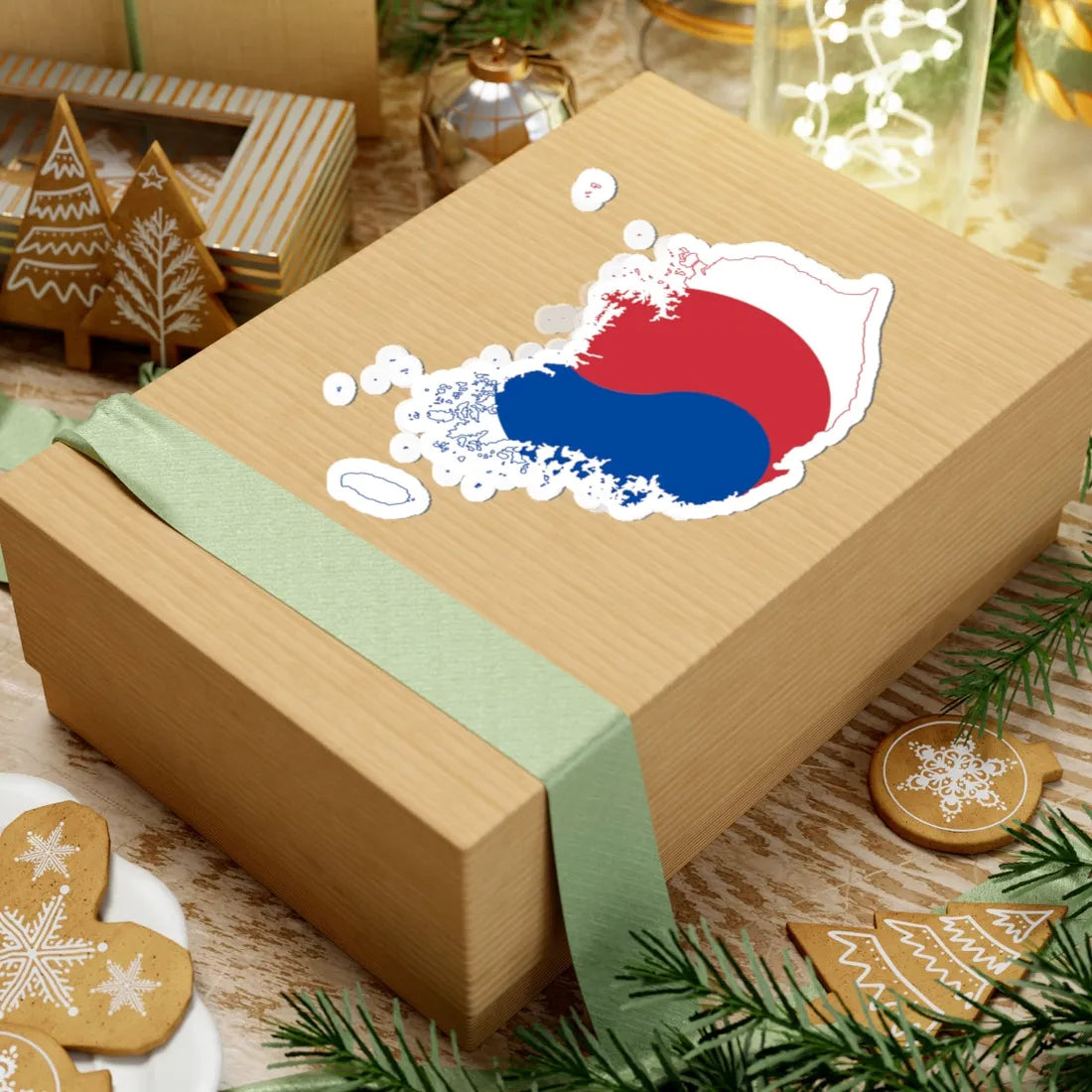 Flag-map of South Korea (Korea) STICKER Vinyl Kiss-Cut Decal - The Sticker Space