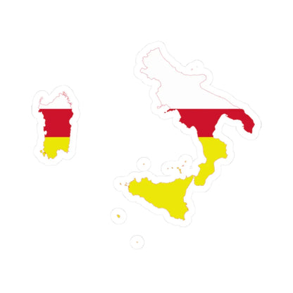 Flag map of Southern Italy (Italy) STICKER Vinyl Kiss-Cut Decal 2 Inch White - The Sticker Space