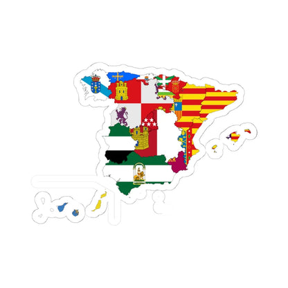 Flag-map of Spain subdivisions (Spain) STICKER Vinyl Kiss-Cut Decal 6 Inch White - The Sticker Space