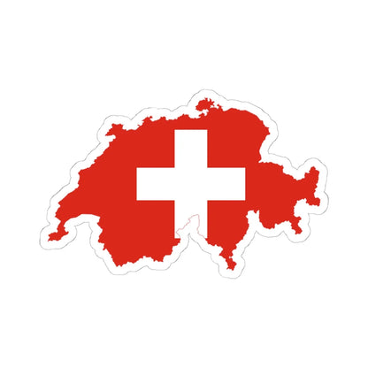Flag map of Switzerland (Switzerland) STICKER Vinyl Kiss-Cut Decal 6 Inch White - The Sticker Space