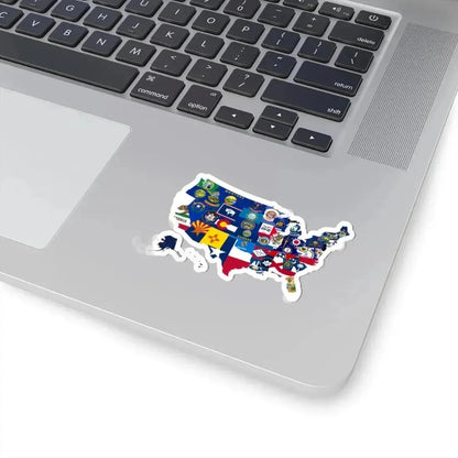 Flag-map of the 50 states of the United States (United States) STICKER Vinyl Kiss-Cut Decal - The Sticker Space