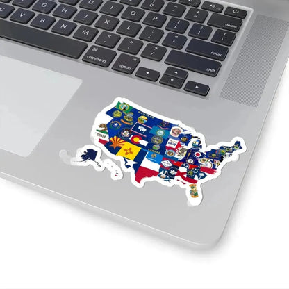 Flag-map of the 50 states of the United States (United States) STICKER Vinyl Kiss-Cut Decal - The Sticker Space