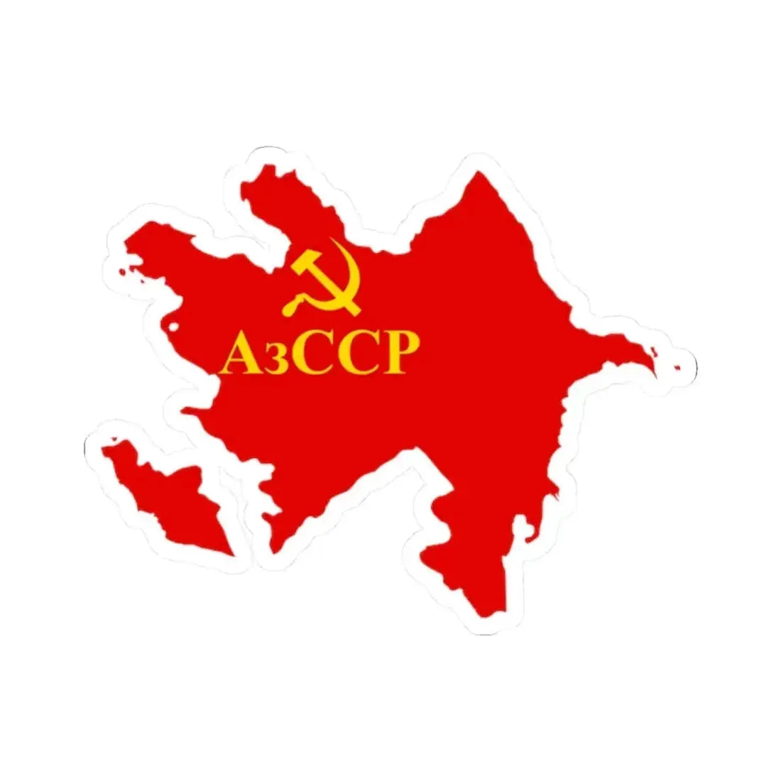 Flag map of the Azerbaijan SSR 1939-1952 (Azerbaijan) STICKER Vinyl Kiss-Cut Decal 2 Inch White - The Sticker Space